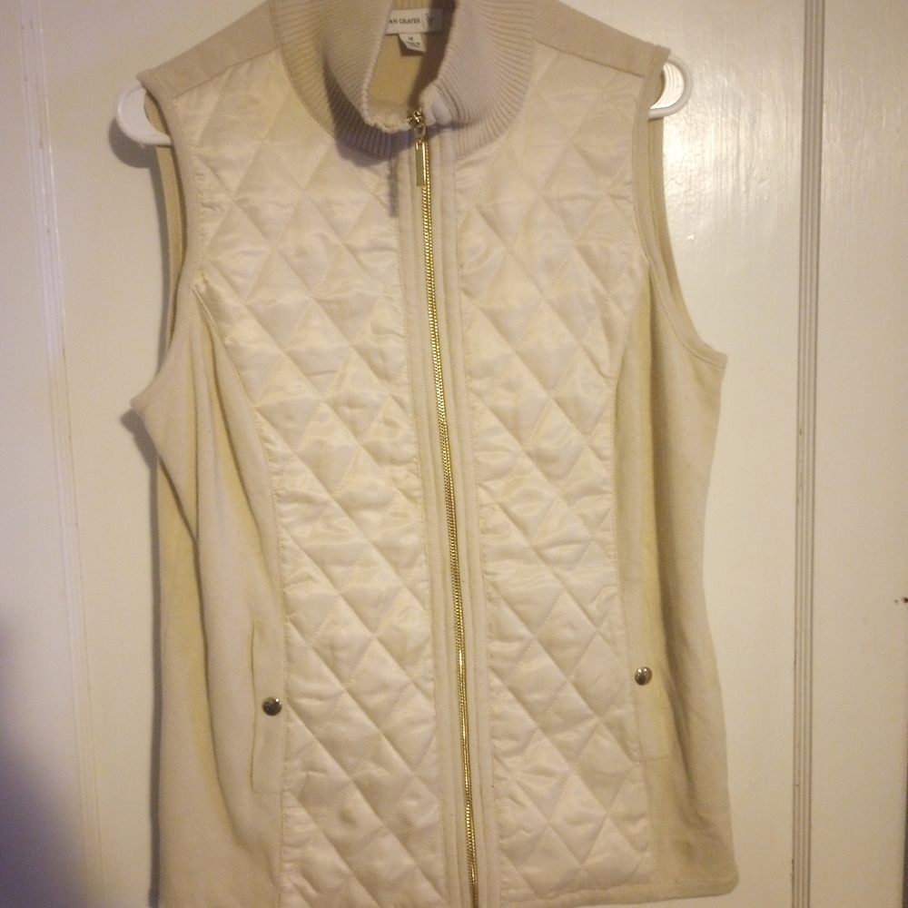 Susan Graver Beige Quilted Vest